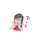 メガネ母さん七変化、手描き、色鉛筆（個別スタンプ：4）