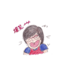 メガネ母さん七変化、手描き、色鉛筆（個別スタンプ：6）