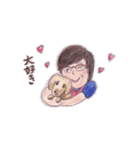 メガネ母さん七変化、手描き、色鉛筆（個別スタンプ：15）
