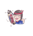 メガネ母さん七変化、手描き、色鉛筆（個別スタンプ：16）