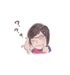 メガネ母さん七変化、手描き、色鉛筆（個別スタンプ：18）