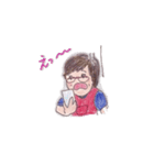 メガネ母さん七変化、手描き、色鉛筆（個別スタンプ：19）