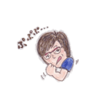 メガネ母さん七変化、手描き、色鉛筆（個別スタンプ：21）
