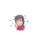 メガネ母さん七変化、手描き、色鉛筆（個別スタンプ：22）
