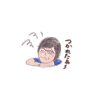 メガネ母さん七変化、手描き、色鉛筆（個別スタンプ：25）