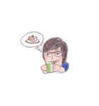 メガネ母さん七変化、手描き、色鉛筆（個別スタンプ：28）
