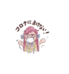 メガネ母さん七変化、手描き、色鉛筆（個別スタンプ：40）