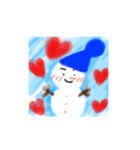 雪だるま＆雪うさぎ（個別スタンプ：1）