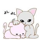 ♡ラブラブ猫カップル♡ピンク×グレー（個別スタンプ：6）