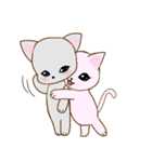 ♡ラブラブ猫カップル♡ピンク×グレー（個別スタンプ：8）