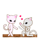 ♡ラブラブ猫カップル♡ピンク×グレー（個別スタンプ：16）