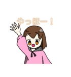 ピンク色パーカーの女の子のスタンプ（個別スタンプ：1）