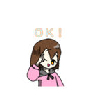 ピンク色パーカーの女の子のスタンプ（個別スタンプ：3）