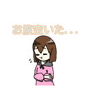ピンク色パーカーの女の子のスタンプ（個別スタンプ：9）