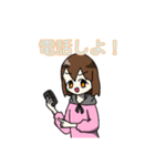 ピンク色パーカーの女の子のスタンプ（個別スタンプ：16）