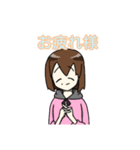 ピンク色パーカーの女の子のスタンプ（個別スタンプ：18）