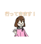 ピンク色パーカーの女の子のスタンプ（個別スタンプ：21）