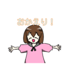 ピンク色パーカーの女の子のスタンプ（個別スタンプ：24）