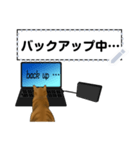 パソコンを使うハチワレ猫（個別スタンプ：3）