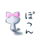 リボンみみのねこ①（個別スタンプ：24）