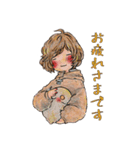 女の子たちイラストスタンプ（個別スタンプ：4）
