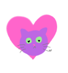 むらさきねこ かくしきれないきもち（個別スタンプ：1）