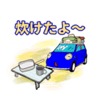 キャンプ 青色の車（個別スタンプ：13）