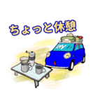 キャンプ 青色の車（個別スタンプ：15）