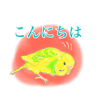 黄色と緑のセキセイインコ ミントくん（個別スタンプ：1）