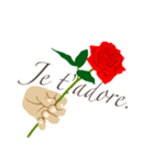 フランス語/『愛してる』赤い薔薇の花（個別スタンプ：1）