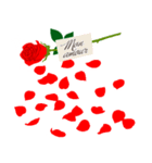 フランス語/『愛してる』赤い薔薇の花（個別スタンプ：19）