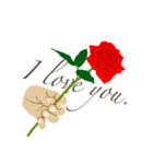 インドネシア語 /『愛してる』赤い薔薇（個別スタンプ：1）