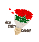 インドネシア語 /『愛してる』赤い薔薇（個別スタンプ：6）