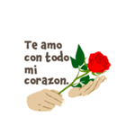 スペイン語/『愛してる』赤い薔薇の花（個別スタンプ：3）