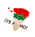 スペイン語/『愛してる』赤い薔薇の花（個別スタンプ：6）