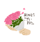 ありがとう/お礼/感謝の挨拶/ピンクの薔薇（個別スタンプ：7）