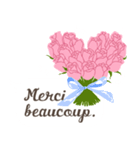 フランス語/『ありがとう』ピンクの薔薇（個別スタンプ：2）