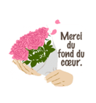 フランス語/『ありがとう』ピンクの薔薇（個別スタンプ：7）