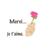 フランス語/『ありがとう』ピンクの薔薇（個別スタンプ：15）