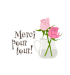 フランス語/『ありがとう』ピンクの薔薇（個別スタンプ：20）