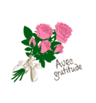 フランス語/『ありがとう』ピンクの薔薇（個別スタンプ：21）
