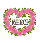 フランス語/『ありがとう』ピンクの薔薇（個別スタンプ：23）