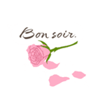 フランス語/『ありがとう』ピンクの薔薇（個別スタンプ：24）