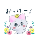 リボンみみのねこのあいさつ（個別スタンプ：2）