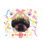黒プードル犬 可愛いスタンプ！（個別スタンプ：1）