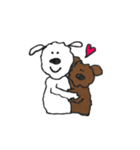 白と茶色のもふもふさん（個別スタンプ：1）