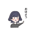 可愛い女の子 ウルフカット（個別スタンプ：1）