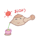 色鉛筆で描く急須ちゃんの七変化（個別スタンプ：1）
