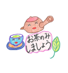 色鉛筆で描く急須ちゃんの七変化（個別スタンプ：8）