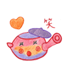 色鉛筆で描く急須ちゃんの七変化（個別スタンプ：23）